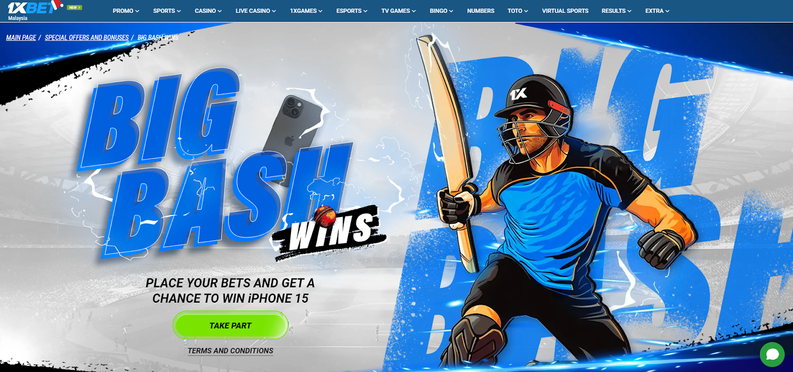 Big Bash Wins promo from 1xBet T&uuml;rkiye